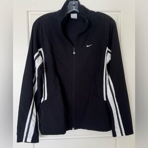Vintage 90's Nike‎ Zip Up Windbreaker Jacket Black Striped Unisex Size L (12-14)